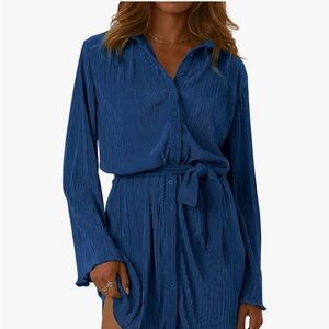 Stylish Blue Button-Up Dress